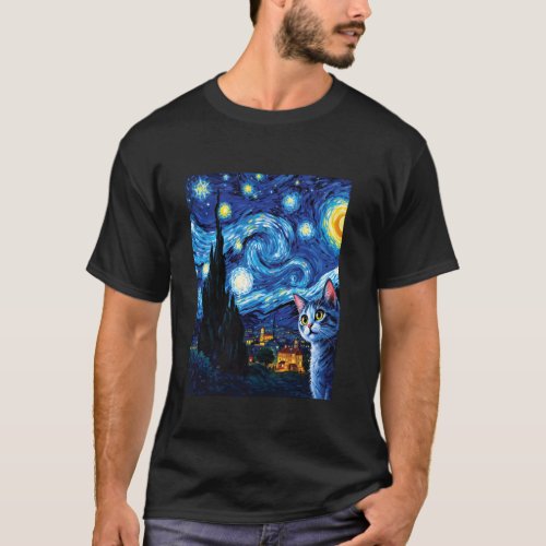 Cat Lovers Van Gogh Inspired Feline Enthusiasts Ar T-Shirt