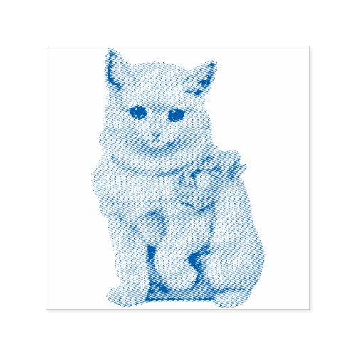  CAT LOVERS  Vintage White Cat drawing  Self_in Self_inking Stamp