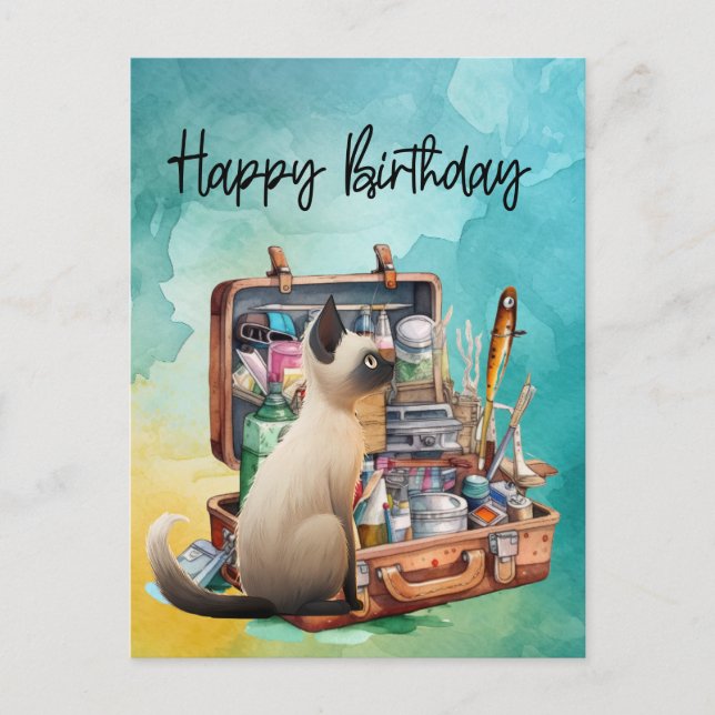 Cat Lovers who love fishing for Birthday  Postcard (Front)