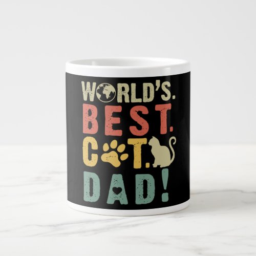 Cat Lovers  Worlds Best Cat Dad Giant Coffee Mug