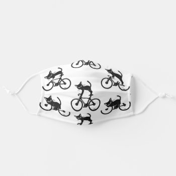 Cat Loves A Bike Adult Cloth Face Mask by BATKEI at Zazzle