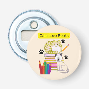 Cat Loves Books Bottle Opener