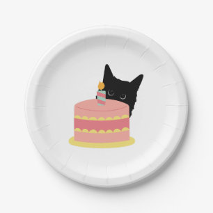 Cat Loves Cake Paper Plates