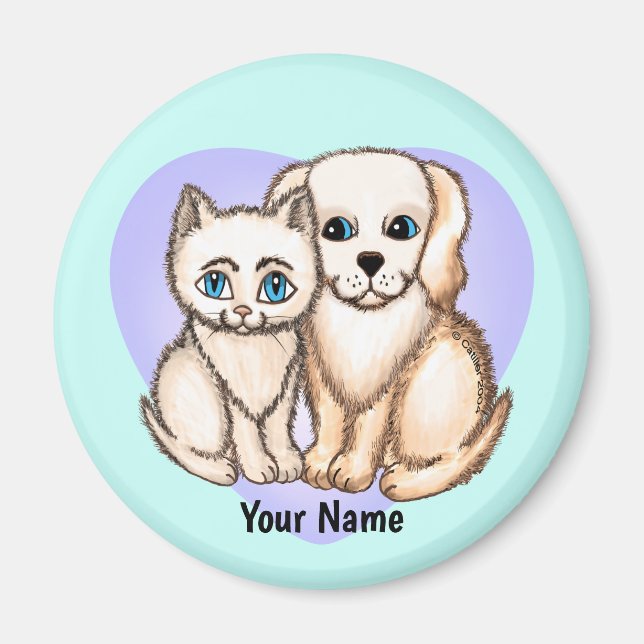 Cat Loves Dog   Magnet (Front)