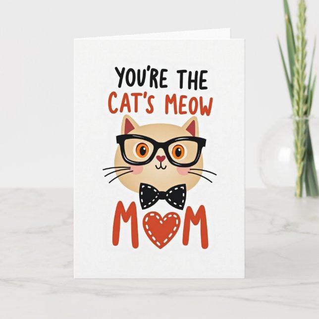 Cat Loves Mom Mothers Day Card (Front)