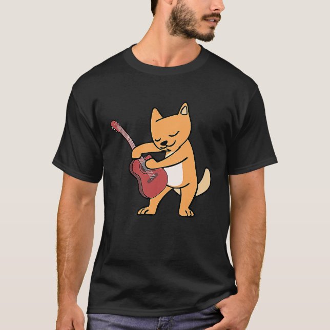 Cat Loves Musical Instruments Plays Guitar T-Shirt (Front)