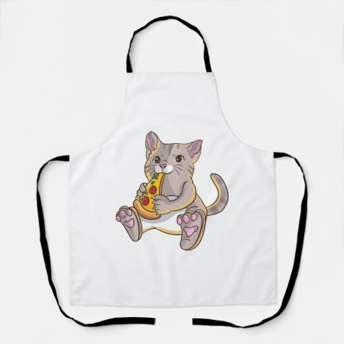 Cat Loves Pizza Cat Lover Domestic Cat Cat Apron