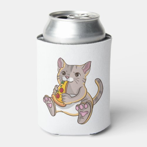 Cat Loves Pizza Cat Lover Domestic Cat Cat Can Cooler