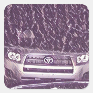 Cat Loves Rain Mixed Media Square Sticker