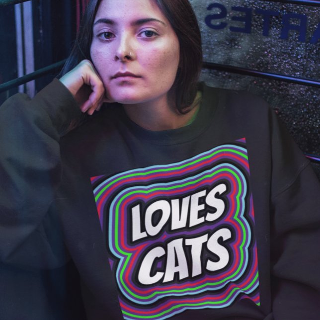 CAT LOVES RETRO CAT T-SHIRTS (Creator Uploaded)