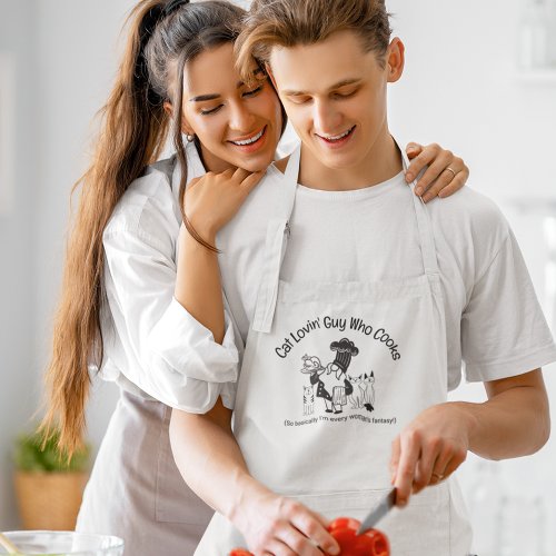 CAT LOVIN GUY WHO COOKS Cute Funny Quote Long Apron