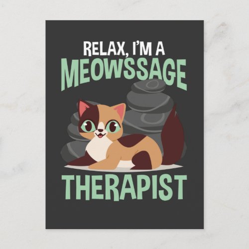 Cat Loving Stone Massage Therapist Kitty Fan Postcard