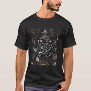 Cat Luna Moth Moon Phases Dark Academia Aesthetic T-Shirt