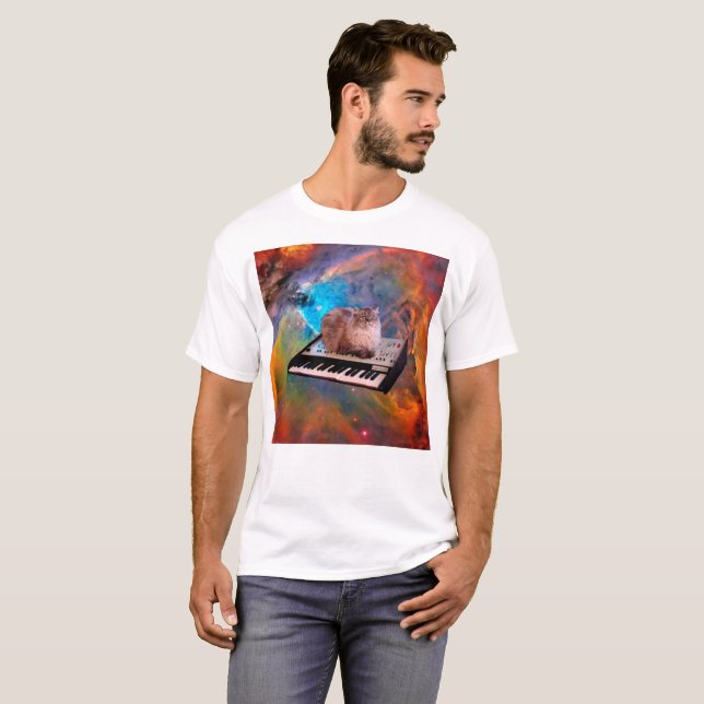 Cat lying on a keyboard in the space T-Shirt (Front Full)