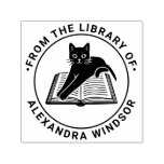 Cat Lying on open Book - Library Book Name Self-inking Stamp