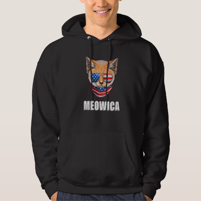 Cat Lynx 4th of July American Flag USA Hoodie (Front)