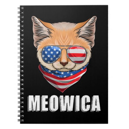 Cat Lynx 4th of July American Flag USA Notebook