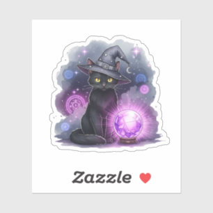 Cat & Magic Crystal Ball – Mystical Halloween Sticker