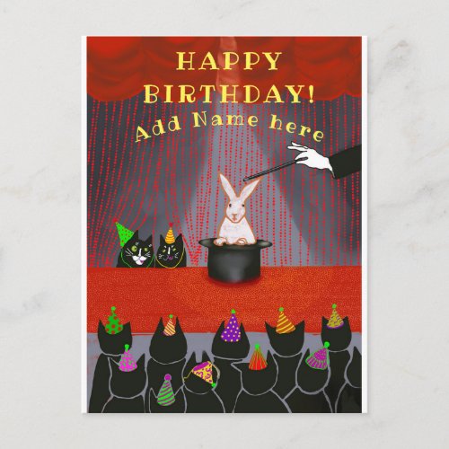 Cat magic show birthday any year Flat Card