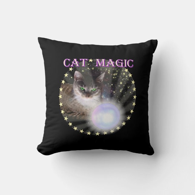 Cat Magic Throw Pillow (Front)