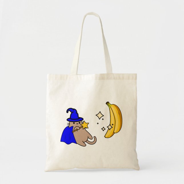 Cat Magician Creating Bananas with Magic Wand Tote Bag (Front)