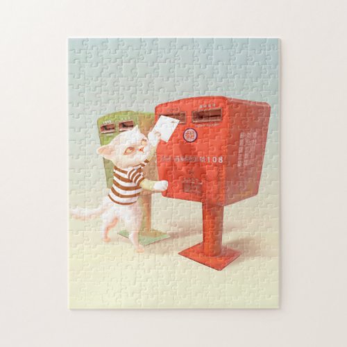 Cat Mailing a Letter Jigsaw Puzzle