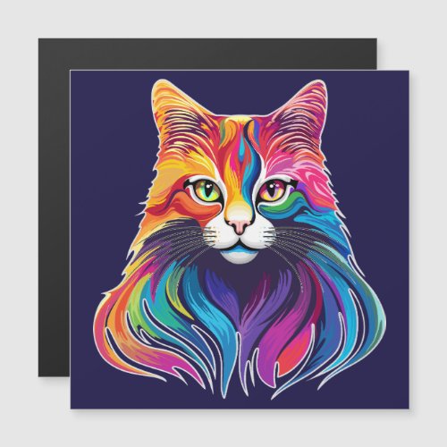 Cat Maine Coon Portrait Rainbow Colors 