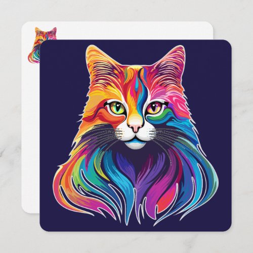 Cat Maine Coon Portrait Rainbow Colors 