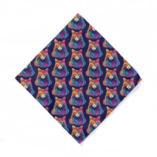 Cat Maine Coon Portrait Rainbow Colors Bandana