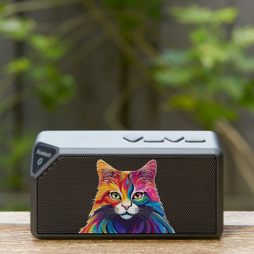 Cat Maine Coon Portrait Rainbow Colors  Bluetooth Speaker