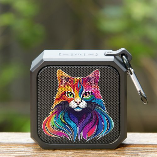 Cat Maine Coon Portrait Rainbow Colors  Bluetooth Speaker