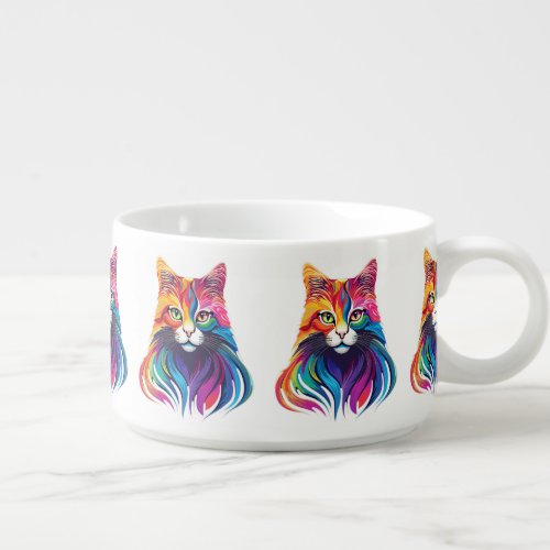 Cat Maine Coon Portrait Rainbow Colors  Bowl