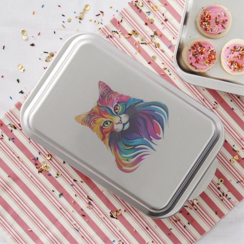 Cat Maine Coon Portrait Rainbow Colors  Cake Pan