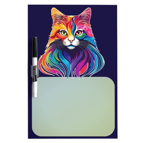 Cat Maine Coon Portrait Rainbow Colors  Dry Erase Board