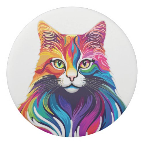 Cat Maine Coon Portrait Rainbow Colors  Eraser