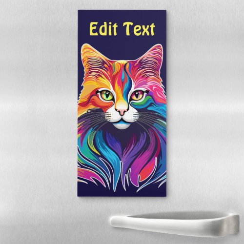 Cat Maine Coon Portrait Rainbow Colors  Magnetic Notepad