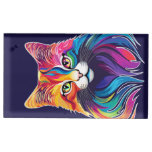 Cat Maine Coon Portrait Rainbow Colors  Place Card Holder