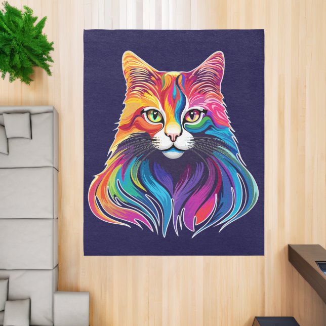 Cat Maine Coon Portrait Rainbow Colors  Rug (Insitu (Indoor 2))