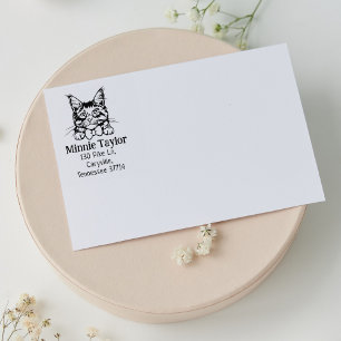 Cat Maine Coon Return Address Rubber Stamp