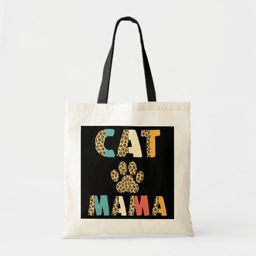 Cat mama cat paw cat mom half leopard print women tote bag