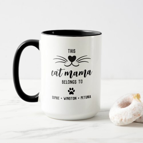 Cat Mama Cute Gift For Cat Lover Personalize Name  Mug