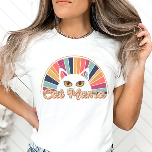 Cat Mama Cute Retro Cat Lovers T_Shirt