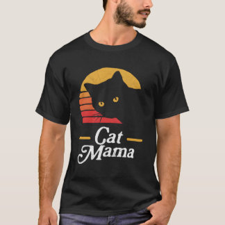 Cat Mama Eighties Style Cat Distressed T-Shirt