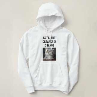 Cat Mama Modern Custom Text Pet Photo White Black Hoodie