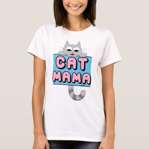 CAT MAMA Smiling Cartoon Cat T shirt