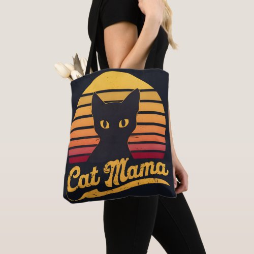 Cat Mama  Sunset Silhouette of a Black Cat  Tote Bag