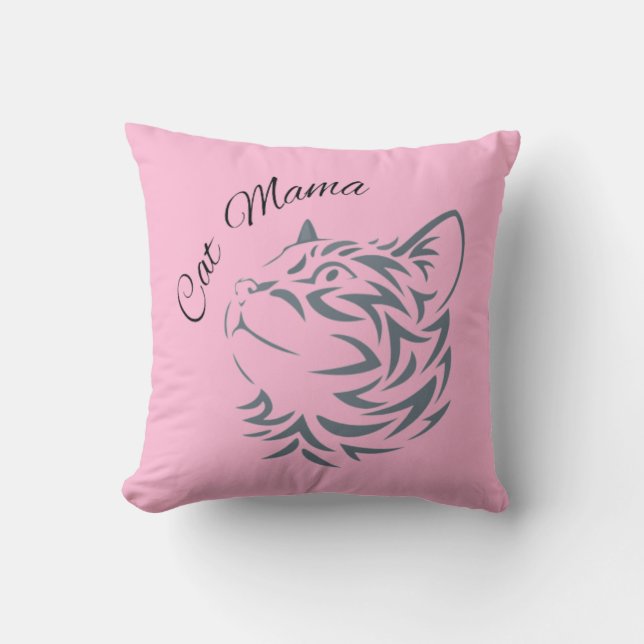 Cat Mama      Throw Pillow (Front)