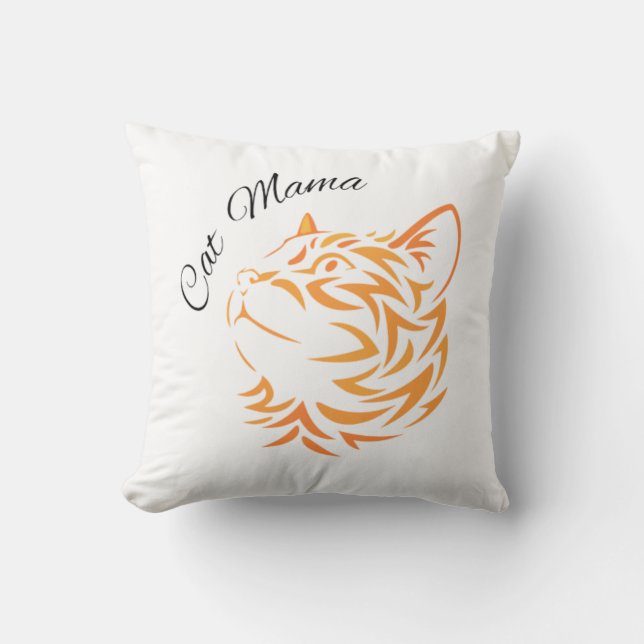 Cat Mama      Throw Pillow (Front)