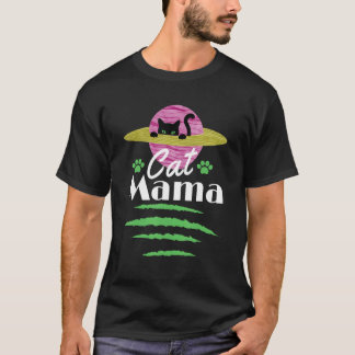Cat Mama Vintage Style Full Neptune night cats Bla T-Shirt