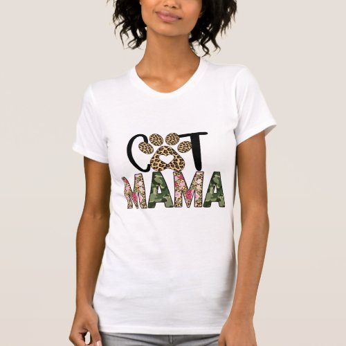 Cat mama womens tshirt colorful leopard cat mom T_Shirt